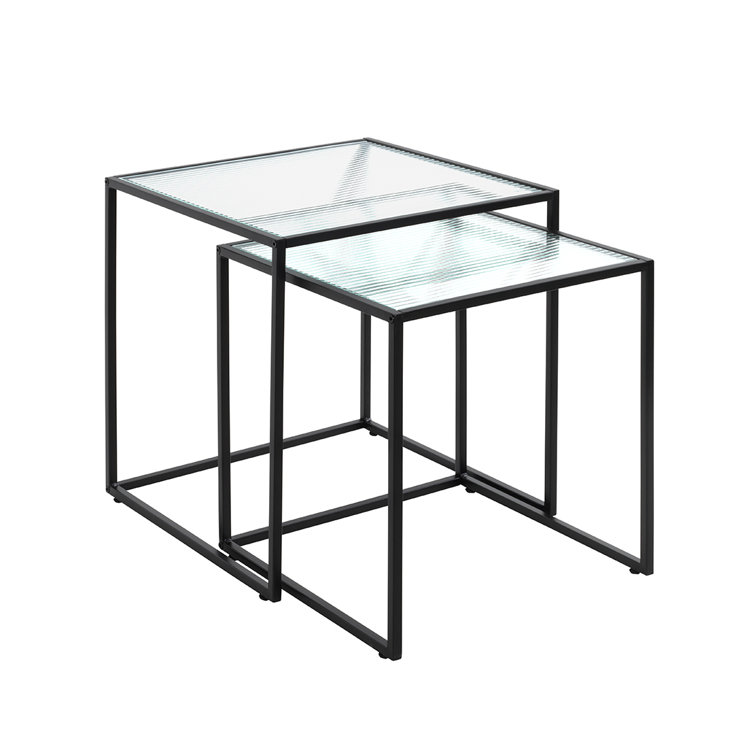 Latitude Run Ackworth Glass Top Frame Nest Of Tables Wayfair.co.uk